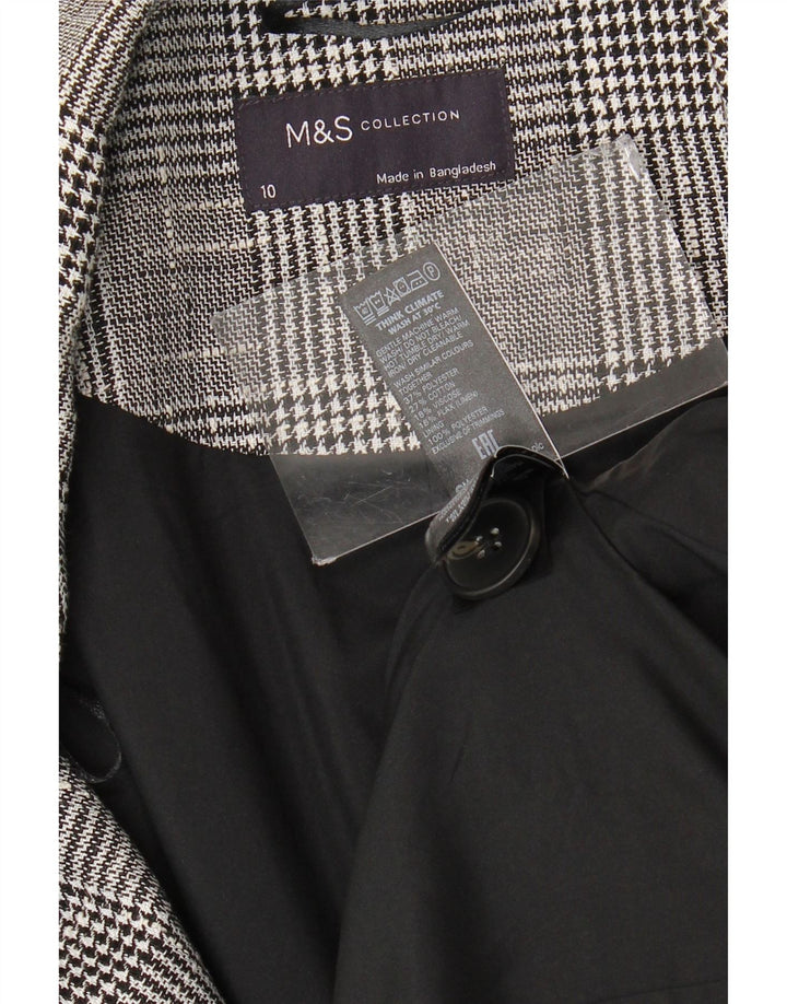 Marks & Spencer Womens Double Breasted Coat UK 10 small Grey Check