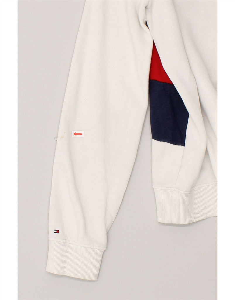 TOMMY HILFIGER Womens Graphic Sweatshirt Jumper UK 14 Medium White Vintage Tommy Hilfiger and Second-Hand Tommy Hilfiger from Messina Hembry 