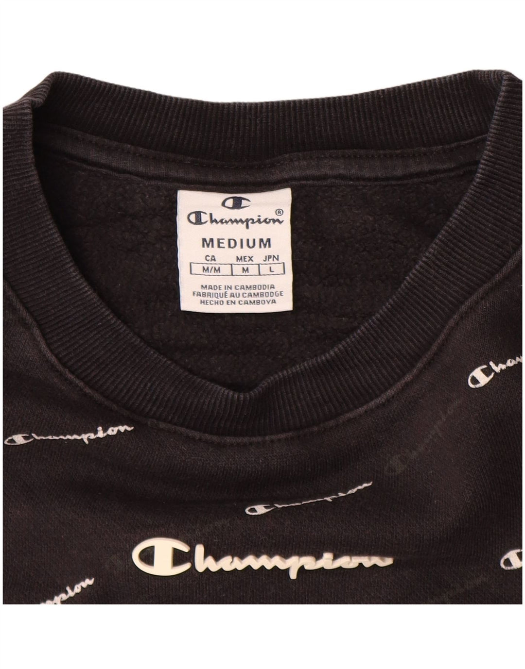 CHAMPION Womens Graphic Sweatshirt Jumper UK 14 Medium Black
