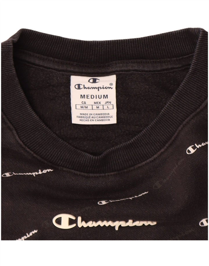 CHAMPION Womens Graphic Sweatshirt Jumper UK 14 Medium Black