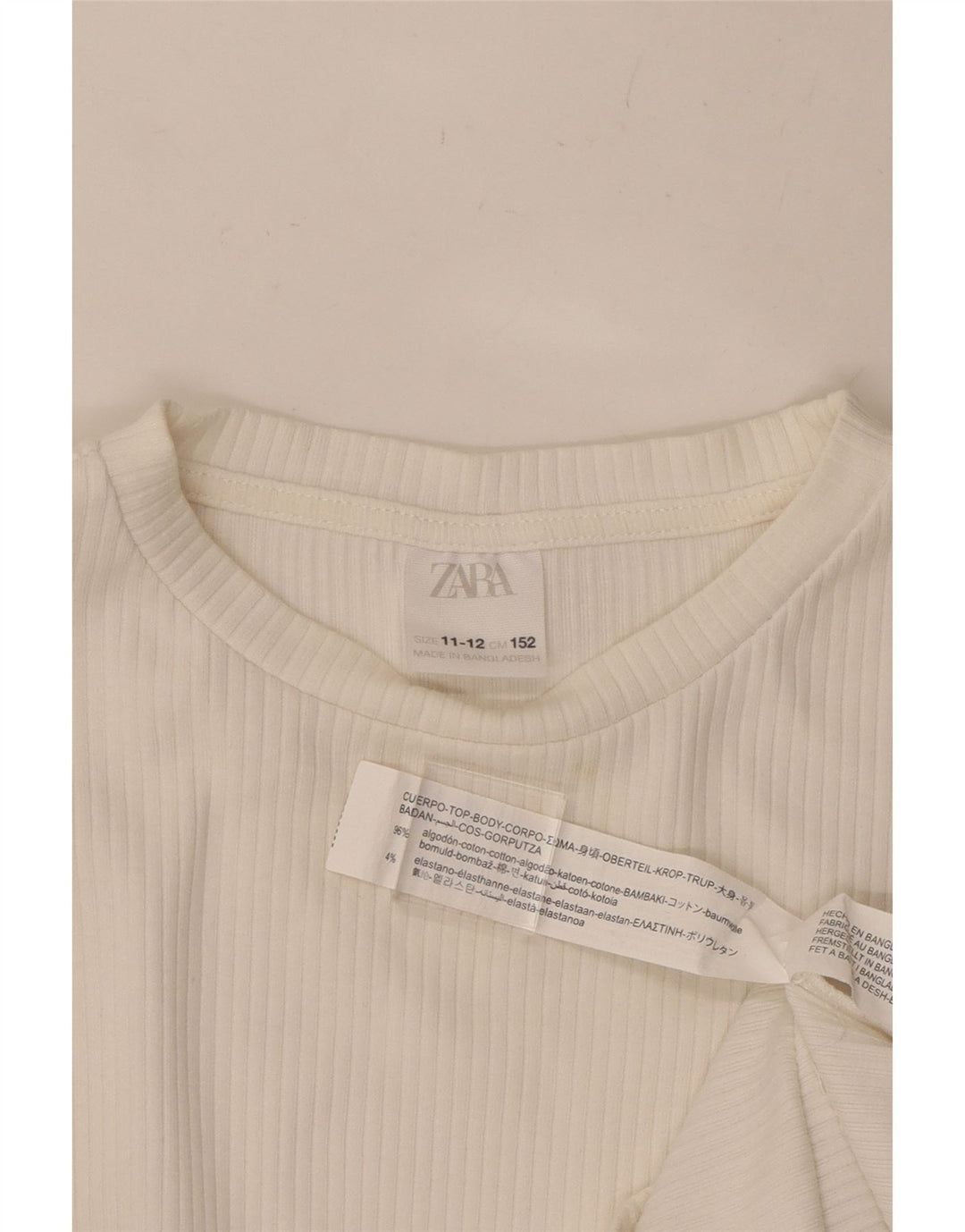 ZARA Girls Top Long Sleeve 11-12 Years White Cotton