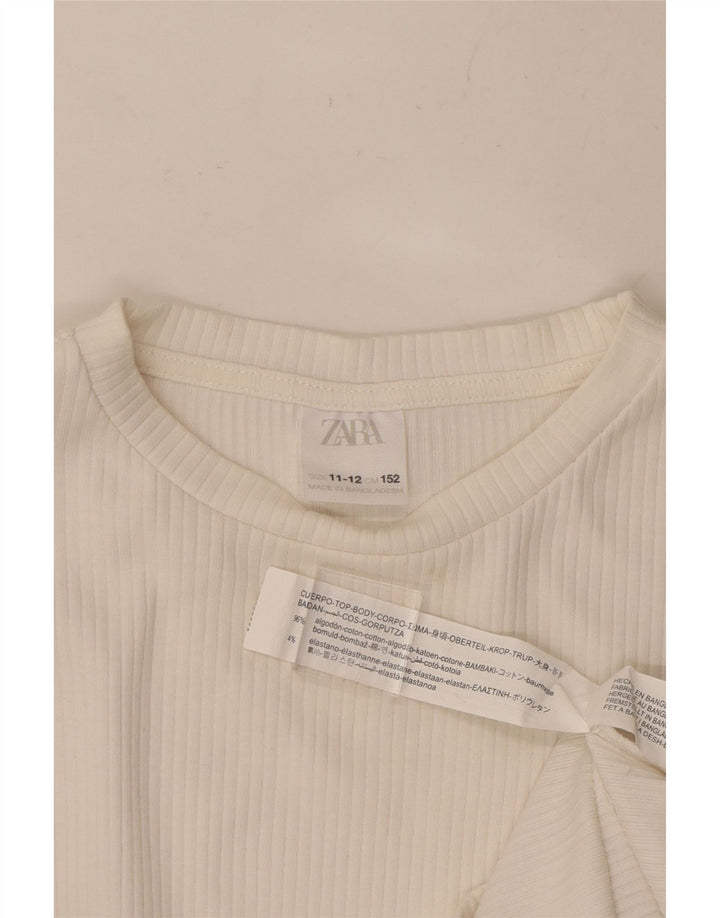 ZARA Girls Top Long Sleeve 11-12 Years White Cotton