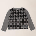 MARELLA Womens Crop Boat Neck Jumper Sweater UK 12 Medium Grey Houndstooth Vintage Marella and Second-Hand Marella from Messina Hembry 