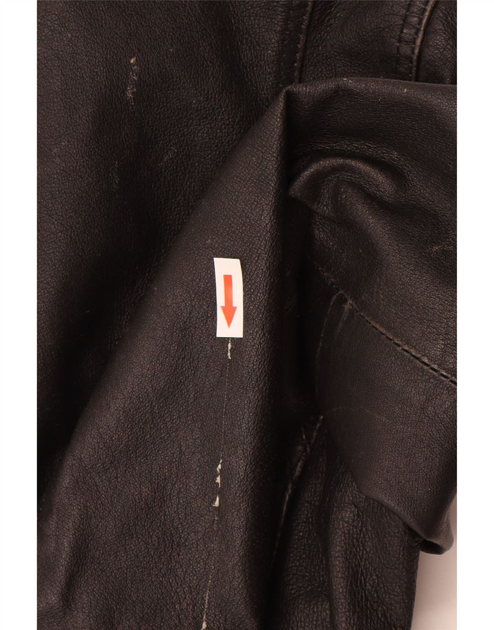 Vintage Womens Leather Jacket UK 10 Small Black Leather
