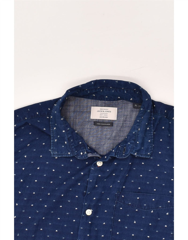 JACK & JONES Mens Originals Shirt XL Navy Blue Spotted Cotton | Vintage Jack & Jones | Thrift | Second-Hand Jack & Jones | Used Clothing | Messina Hembry 