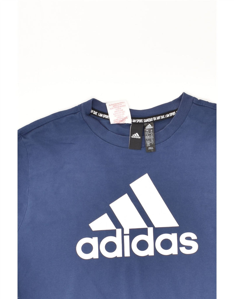 ADIDAS Boys Graphic T-Shirt Top 13-14 Years Blue Cotton | Vintage Adidas | Thrift | Second-Hand Adidas | Used Clothing | Messina Hembry 