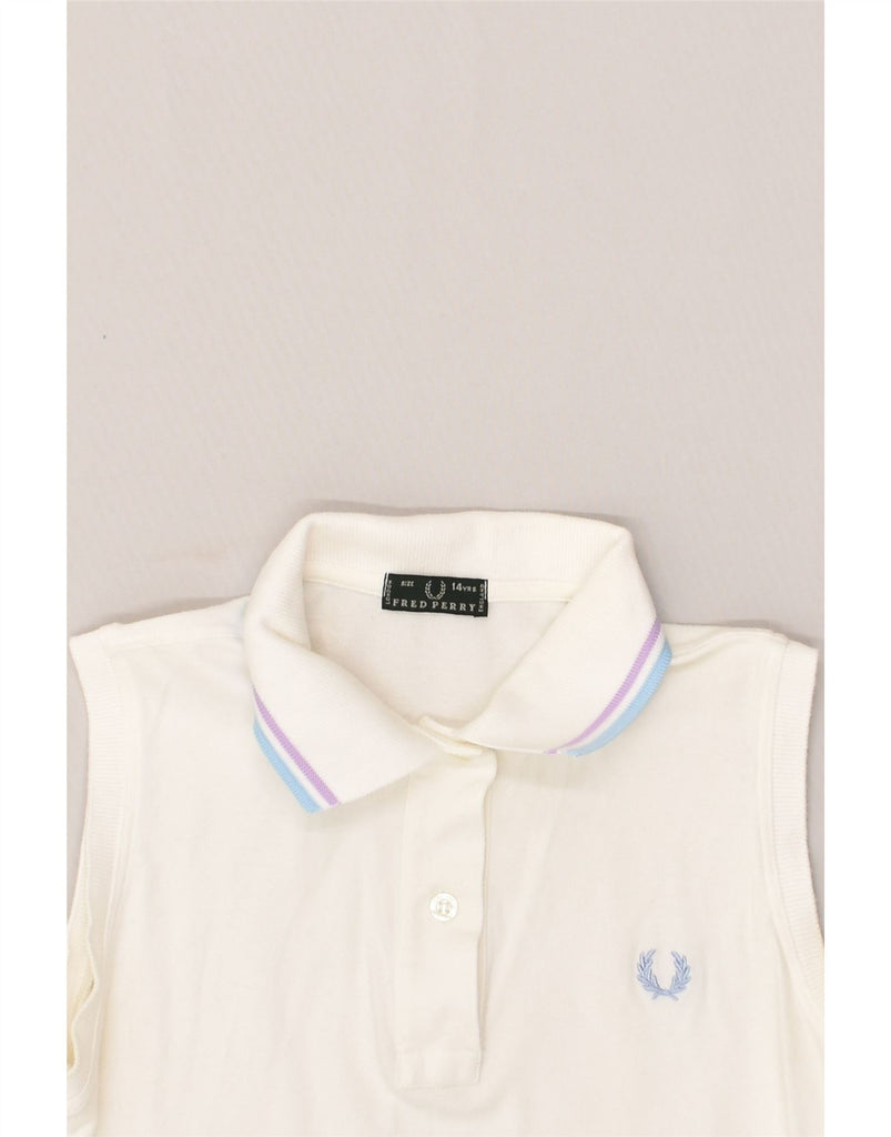 FRED PERRY Girls Sleeveless Polo Shirt 13-14 Years White Cotton | Vintage Fred Perry | Thrift | Second-Hand Fred Perry | Used Clothing | Messina Hembry 