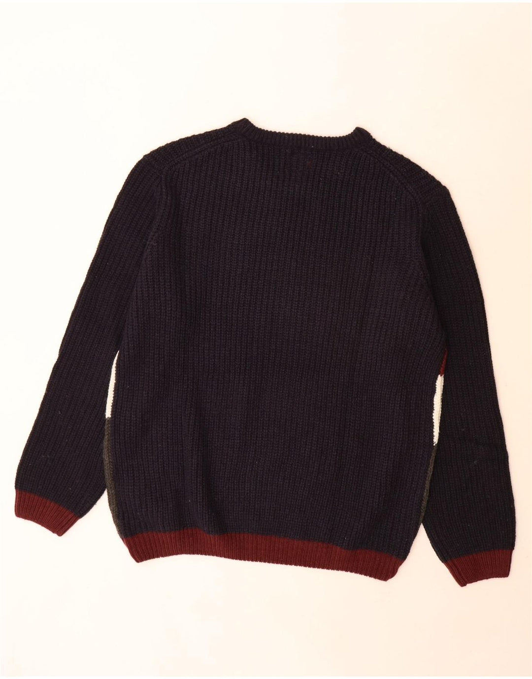 Guess Mens Crew Neck Jumper Sweater 2XL Multicoloured Colourblock Acrylic