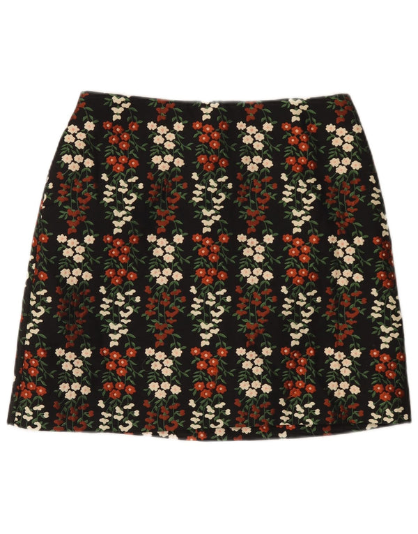 Oasis Womens Mini Skirt UK 12 Medium W30  Black Floral Polyester