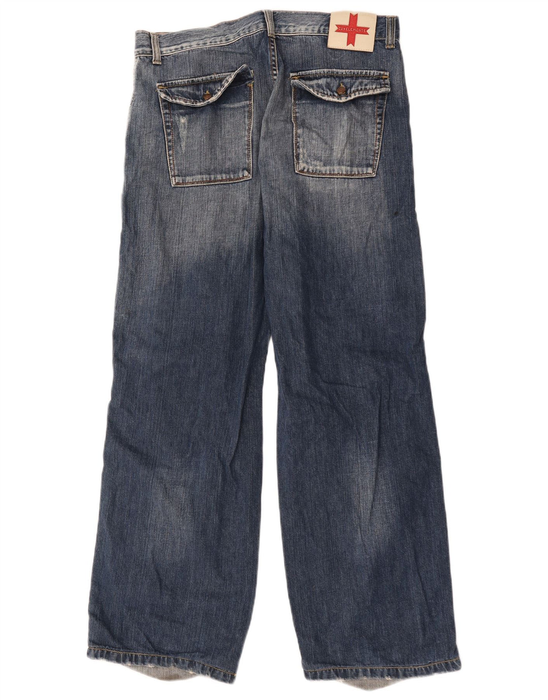 Zu Elements Mens Cargo Loose Jeans W33 L31 Navy Blue Colourblock Cotton