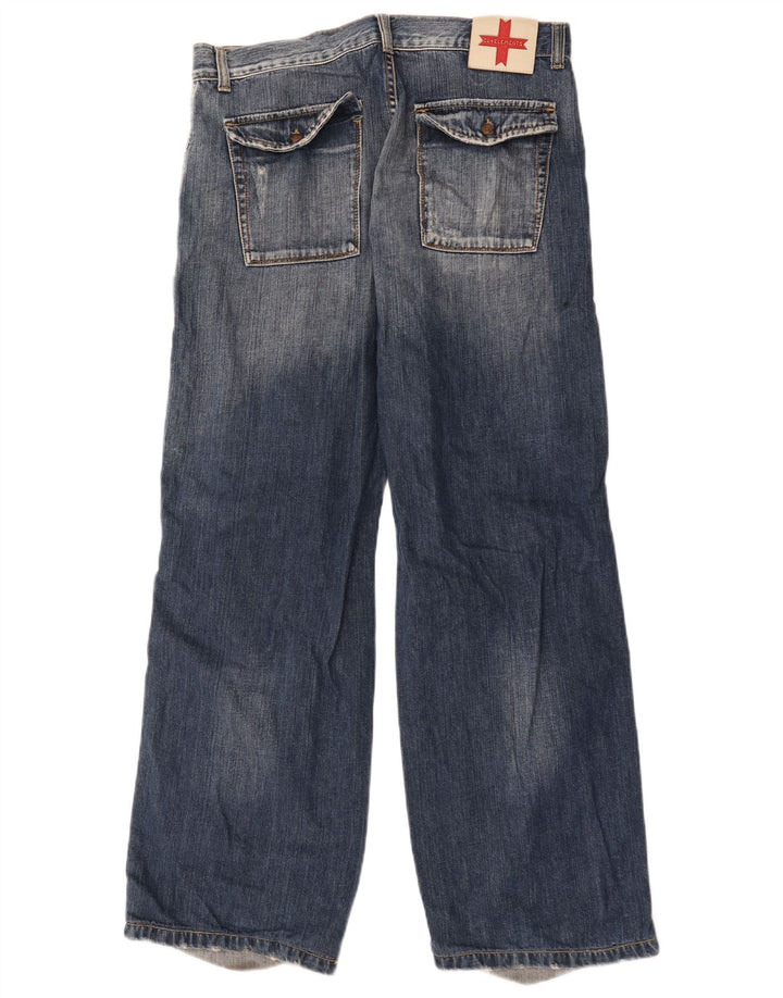 Zu Elements Mens Cargo Loose Jeans W33 L31 Navy Blue Colourblock Cotton