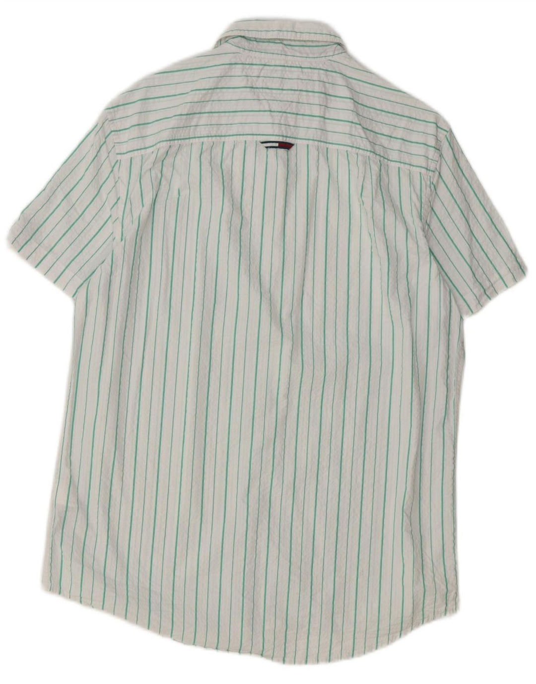 TOMMY HILFIGER Mens Regular Fit Short Sleeve Shirt Large White Striped