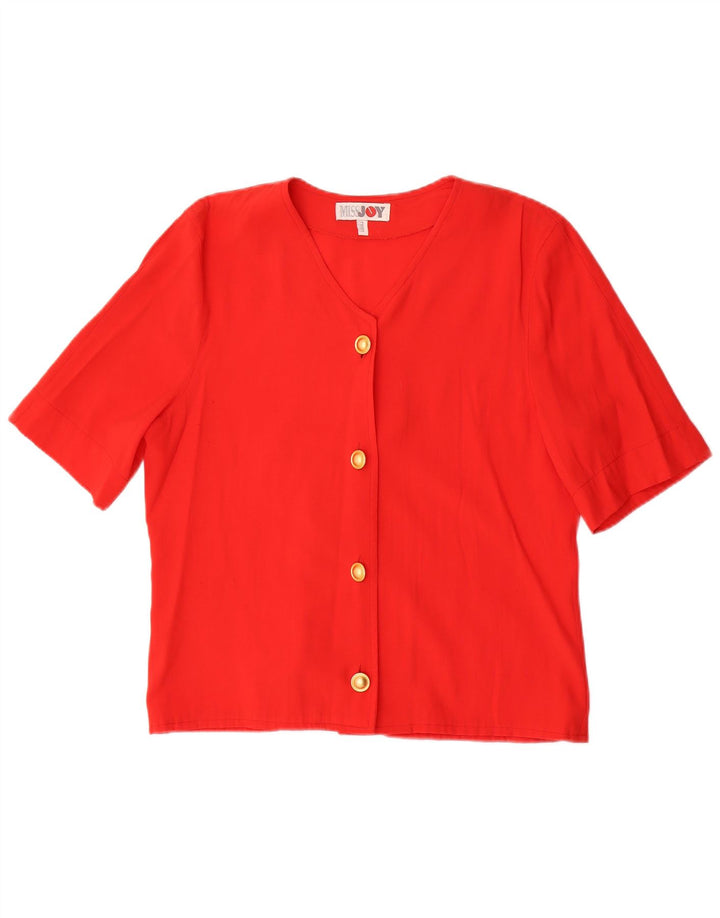 Miss Joy Womens Short Sleeve Shirt Blouse EU 38 Medium Red Viscose