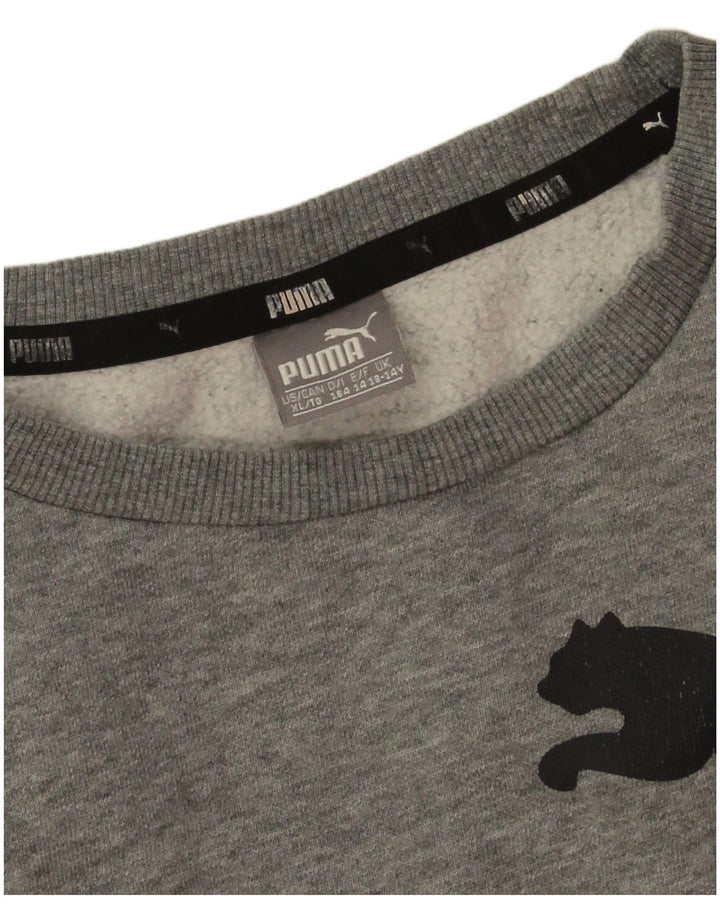Puma Boys Graphic Sweatshirt Jumper 13-14 Years  Grey Cotton