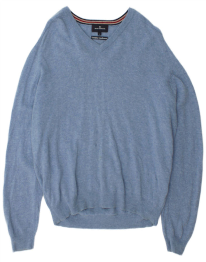 Marks & Spencer Mens Blue Harbour V-Neck Jumper Sweater Large Blue Flecked