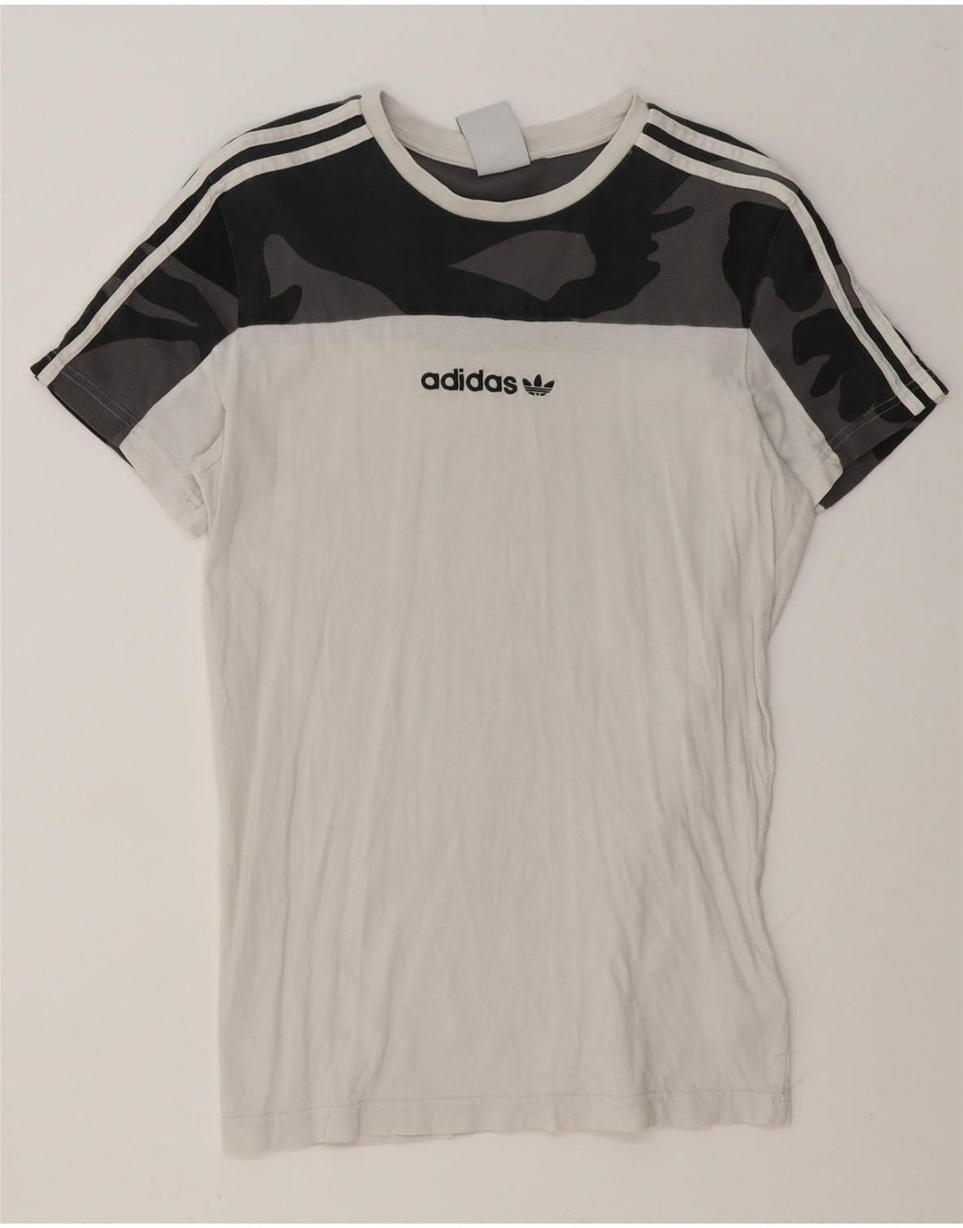 Adidas Mens T-Shirt Top Small White Camouflage Cotton