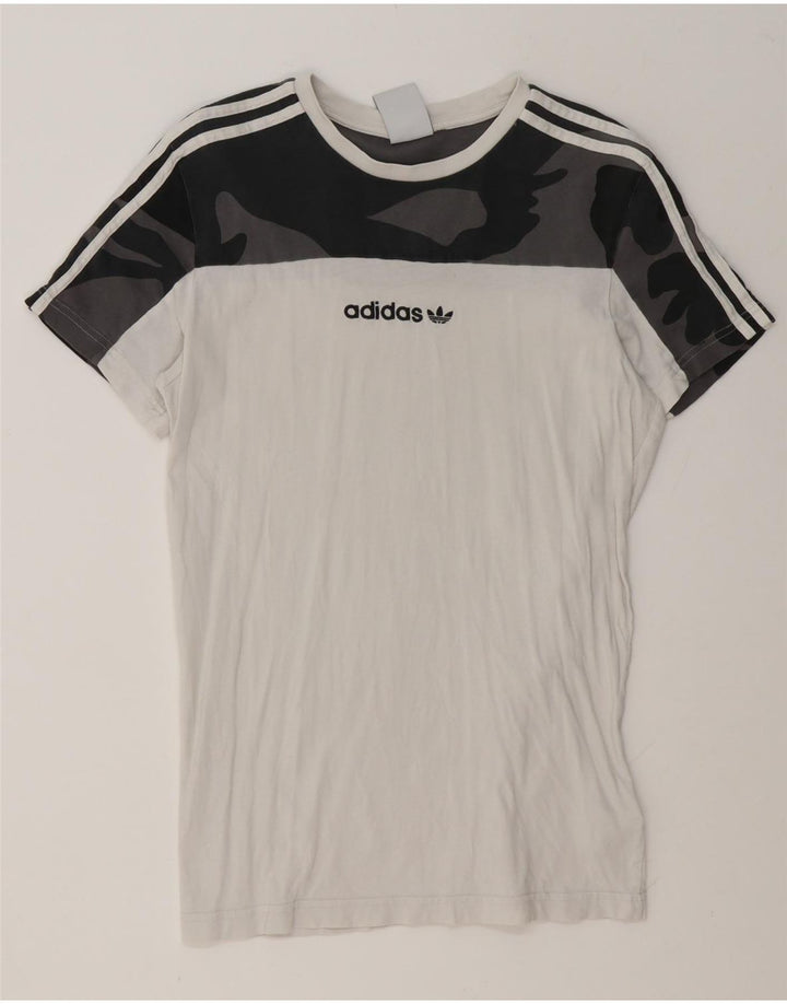 Adidas Mens T-Shirt Top Small White Camouflage Cotton