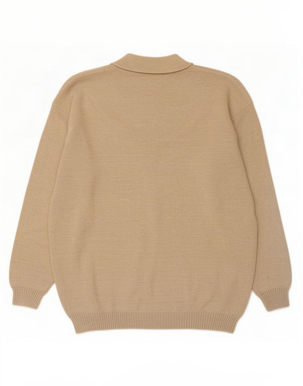Vintage Mens Crew Neck Jumper Sweater IT 54 XL Beige Geometric
