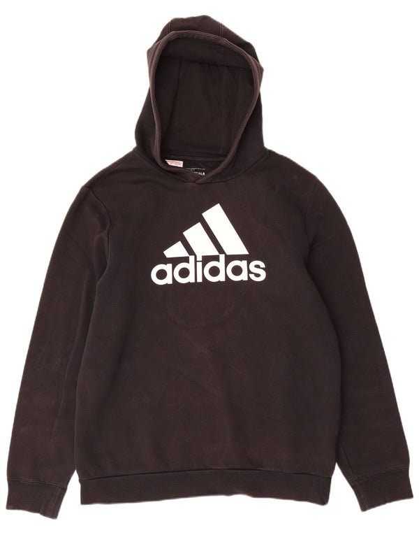 ADIDAS Boys Graphic Hoodie Jumper 15-16 Years XL Black Cotton