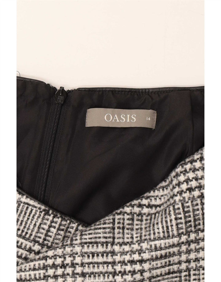 Oasis Womens Mini Skirt UK 14 Large W32 Grey Houndstooth