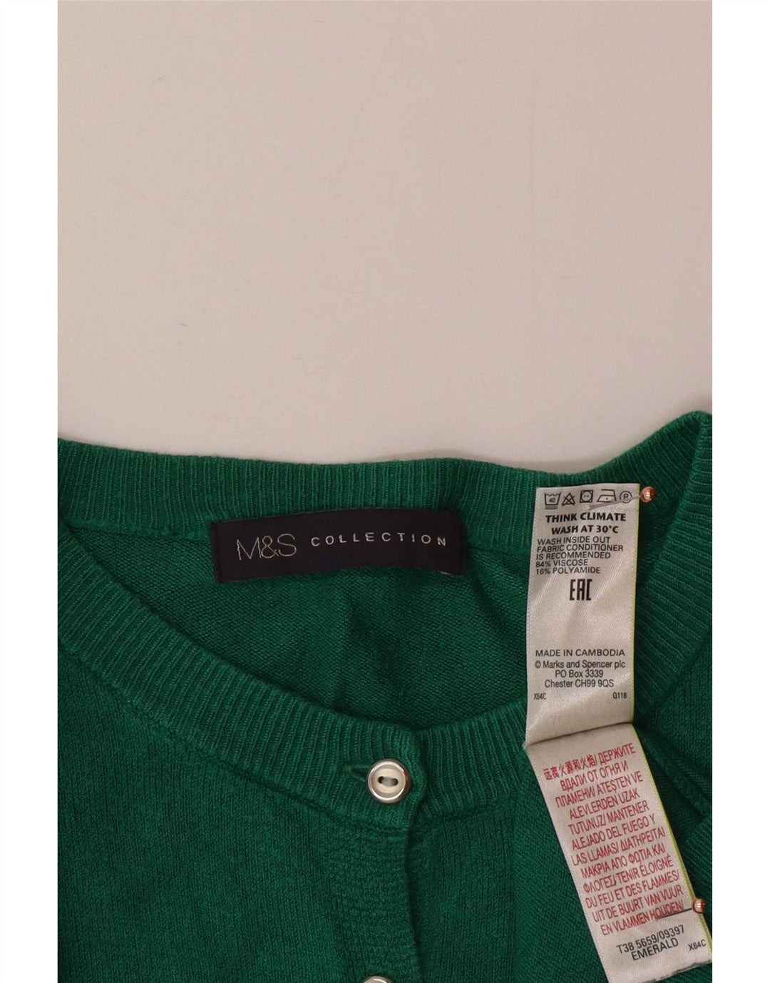 Marks & Spencer Womens Cardigan Sweater UK 12 Medium Green Viscose