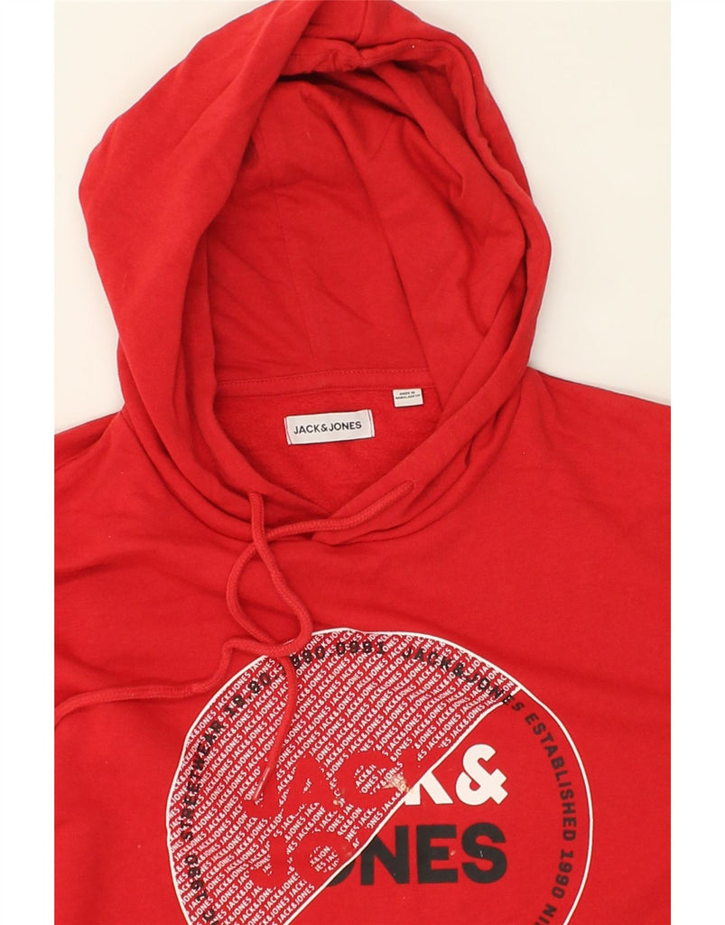 JACK & JONES Mens Graphic Hoodie Jumper Large Red Cotton | Vintage Jack & Jones | Thrift | Second-Hand Jack & Jones | Used Clothing | Messina Hembry 