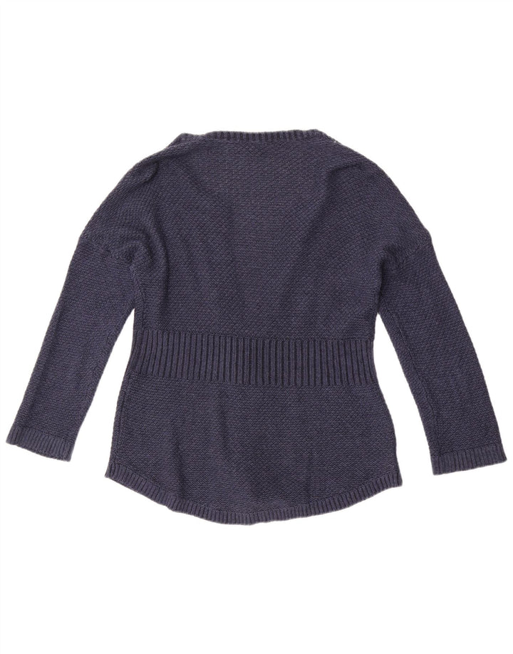 Eddie Bauer Womens Cardigan Sweater UK 14 Medium Navy Blue Cotton