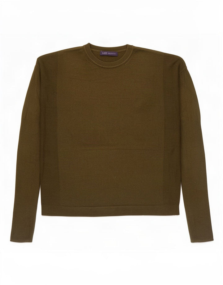 Marks & Spencer Womens Oversized Crew Neck Jumper Sweater UK 10 Small Khaki