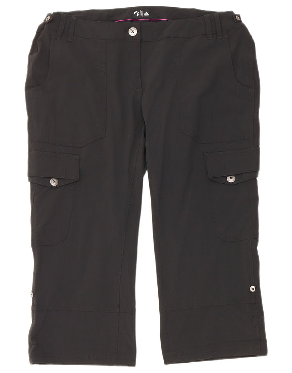 Adidas Womens Straight Cargo Capri Trousers UK 18 XL W36 L21 Black Nylon