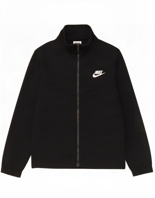 Nike Boys Graphic Tracksuit Top Jacket 8-9 Years Small Black Polyester