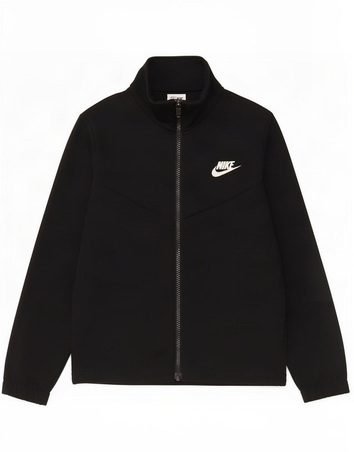Nike Boys Graphic Tracksuit Top Jacket 8-9 Years Small Black Polyester