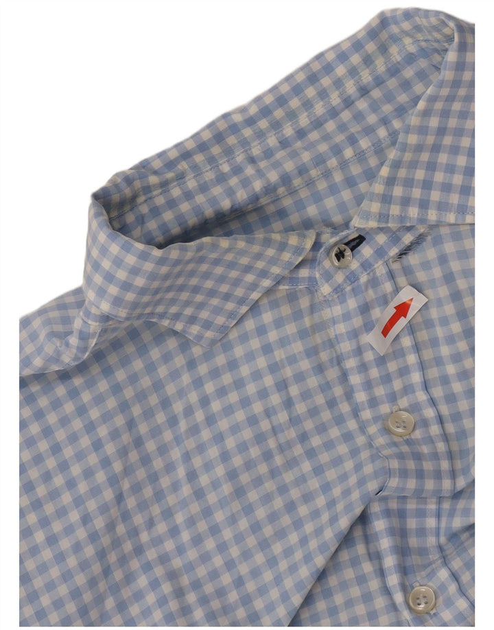 Massimo Dutti Mens Casual Fit Shirt XL Blue Gingham Cotton