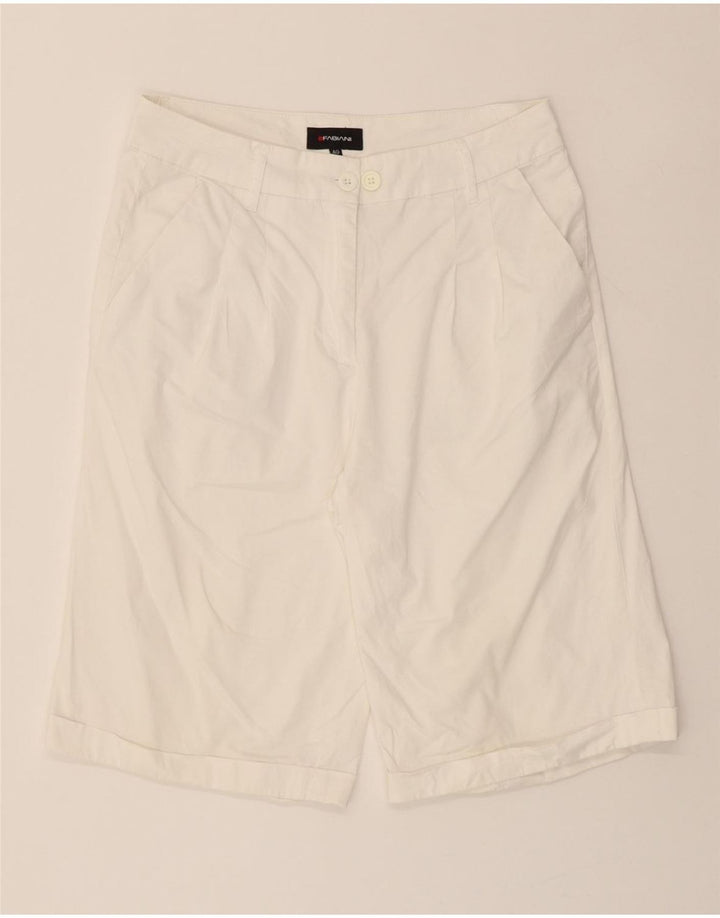 FABIANI Womens High Waist Bermuda Shorts EU 40 Medium W30  White Cotton Vintage Fabiani and Second-Hand Fabiani from Messina Hembry 