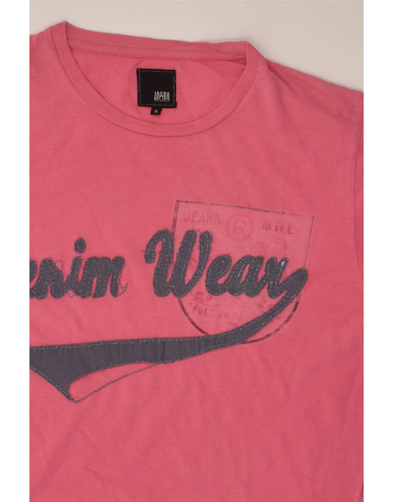 JACK & JONES Mens Graphic T-Shirt Top Medium Pink Cotton | Vintage Jack & Jones | Thrift | Second-Hand Jack & Jones | Used Clothing | Messina Hembry 