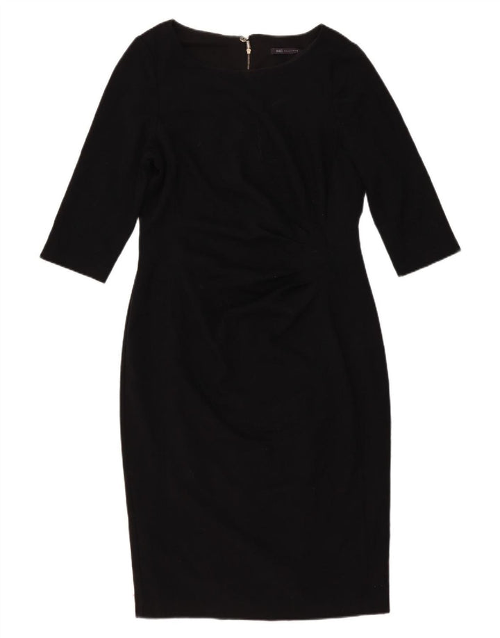 Marks & Spencer Womens 3/4 Sleeve Sheath Dress UK 16 Large Black Polyester
