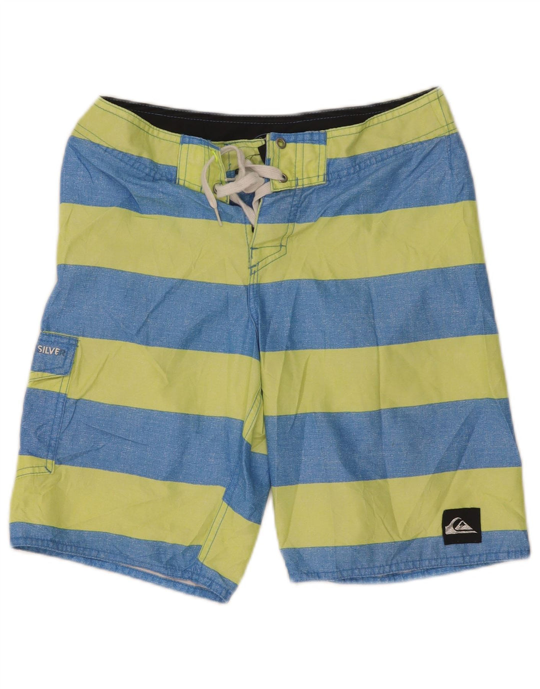 Quiksilver Mens Swimming Shorts XS  Blue Striped Polyester