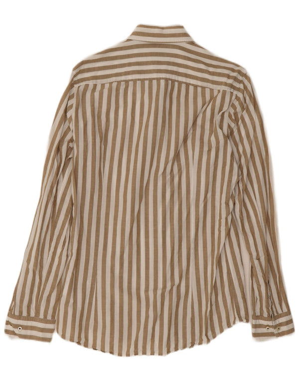 Joop Mens Slim Fit Shirt Size 15 3/4 40 Medium Beige Striped Cotton