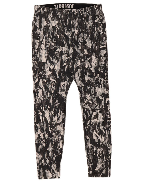 NIKE Womens Leggings UK 16 Large  Black Camouflage Cotton