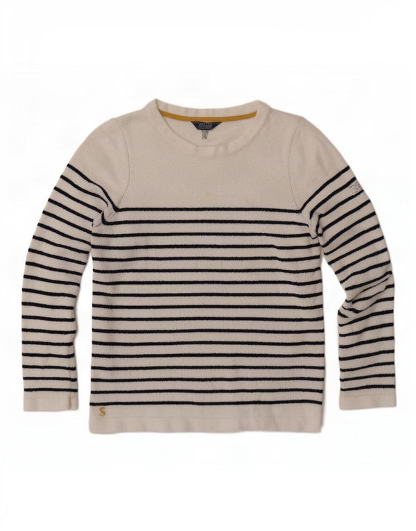 Joules Womens Boat Neck Jumper Sweater UK 14 Large White Striped Polyester