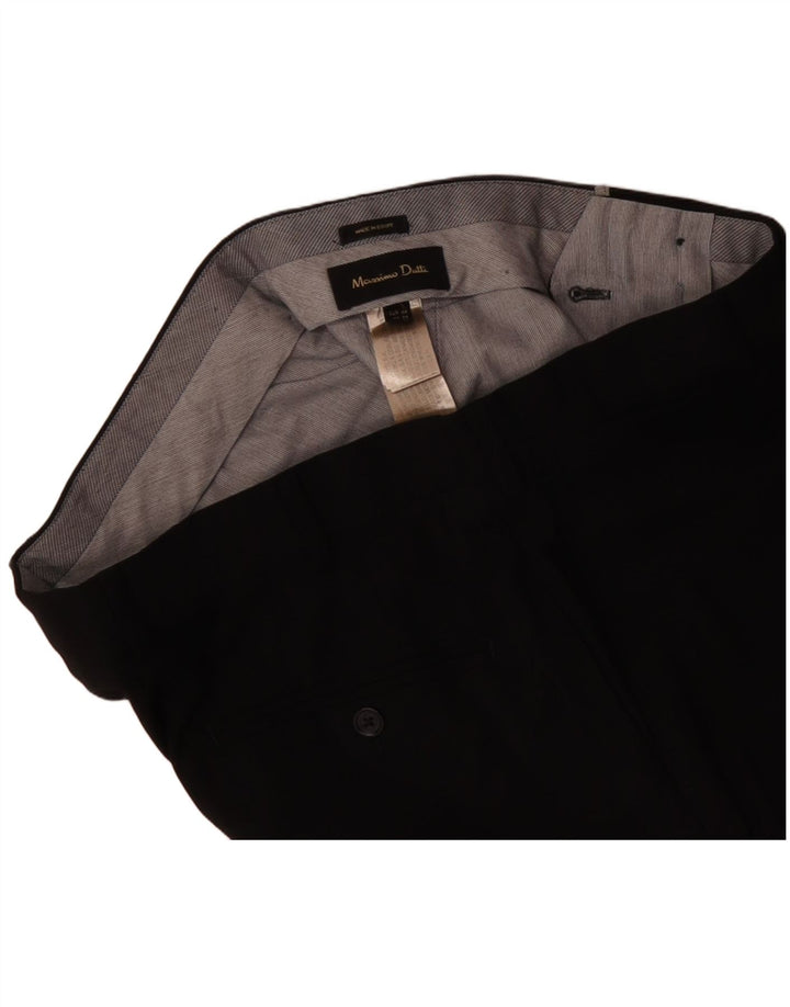 MASSIMO DUTTI Mens Slim Suit Trousers EU 44 Large W34 L31 Black Wool