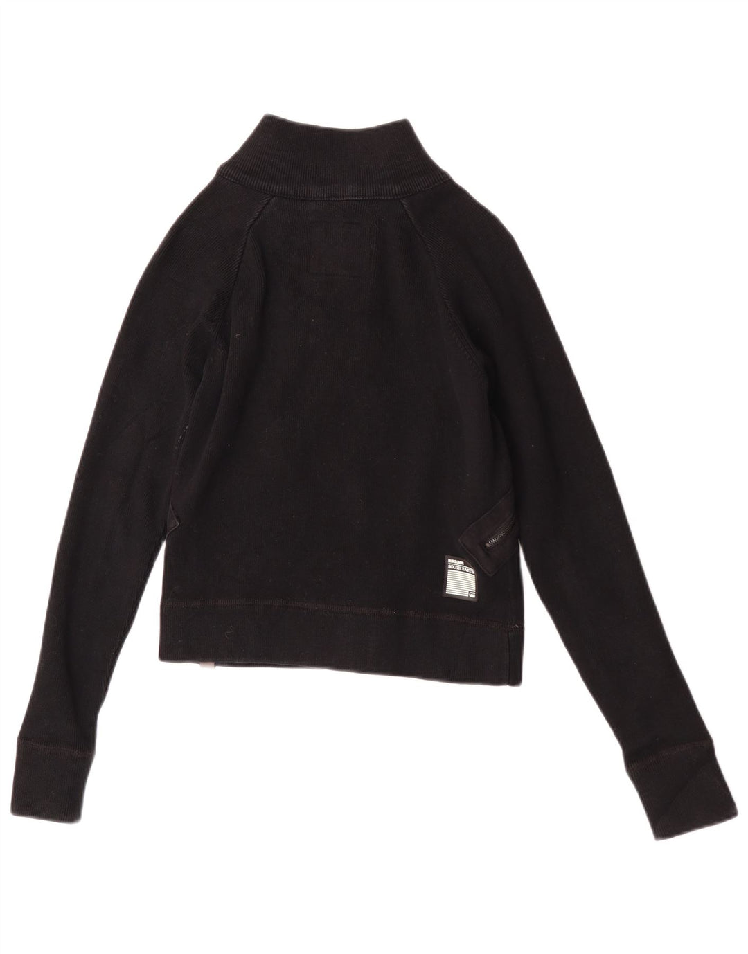 G-Star Womens Crop Bomber Jacket UK 12 Medium Black Cotton