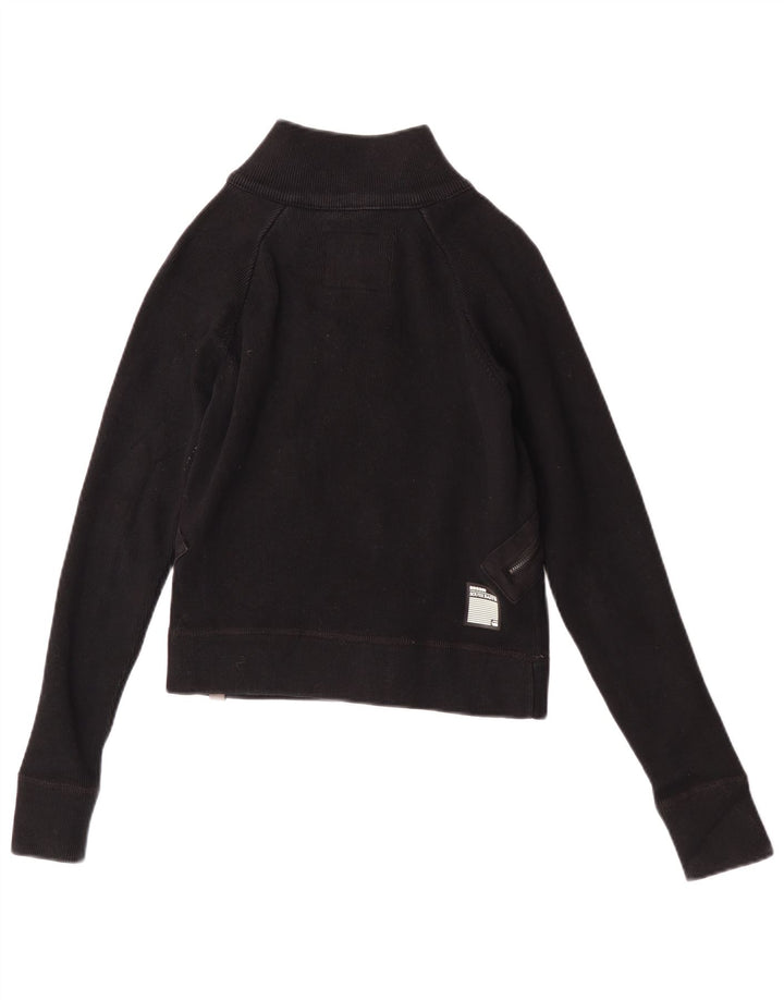 G-Star Womens Crop Bomber Jacket UK 12 Medium Black Cotton