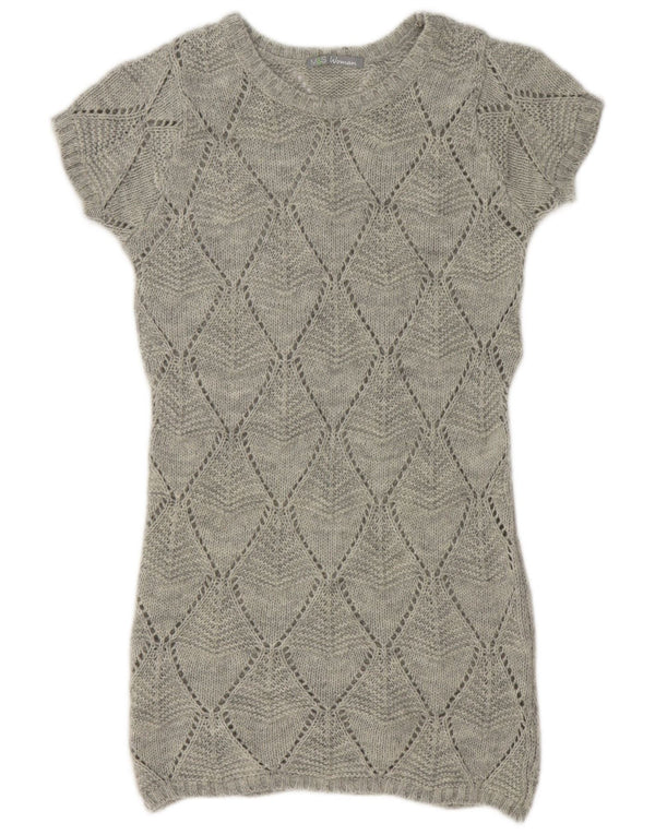 Marks & Spencer Womens Jumper Dress UK 12 Medium Grey Argyle/Diamond
