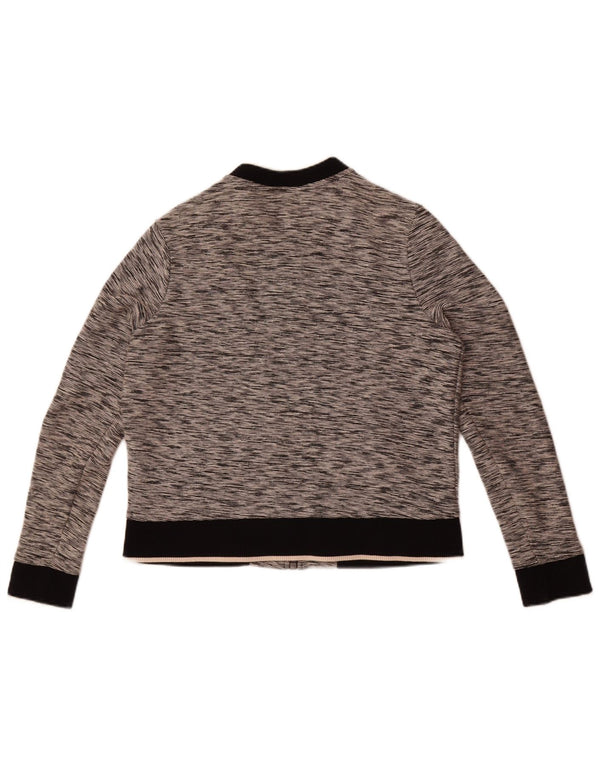 Tommy Hilfiger Womens Tracksuit Top Jacket UK 12 Medium Grey Flecked Cotton