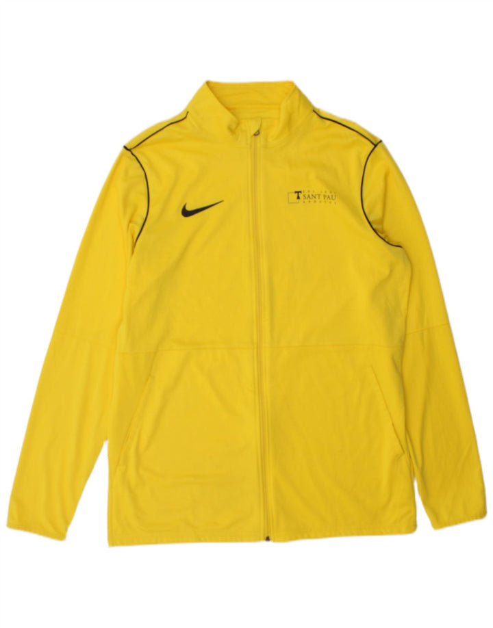 Nike Mens Dri Fit Tracksuit Top Jacket Large Yellow Colourblock Polyester