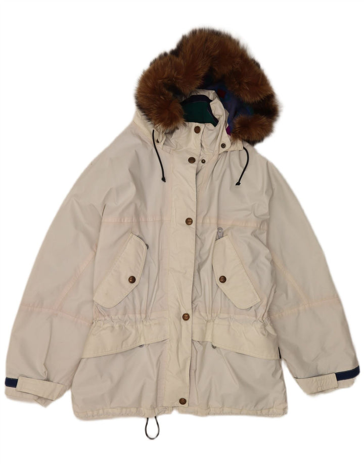 Ladakh Womens Hooded Oversized Windbreaker Jacket EU 46 XL White Polyester
