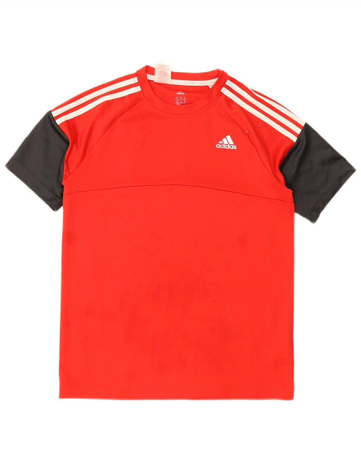 Adidas Boys Regular T-Shirt Top 15-16 Years Red Colourblock Polyester