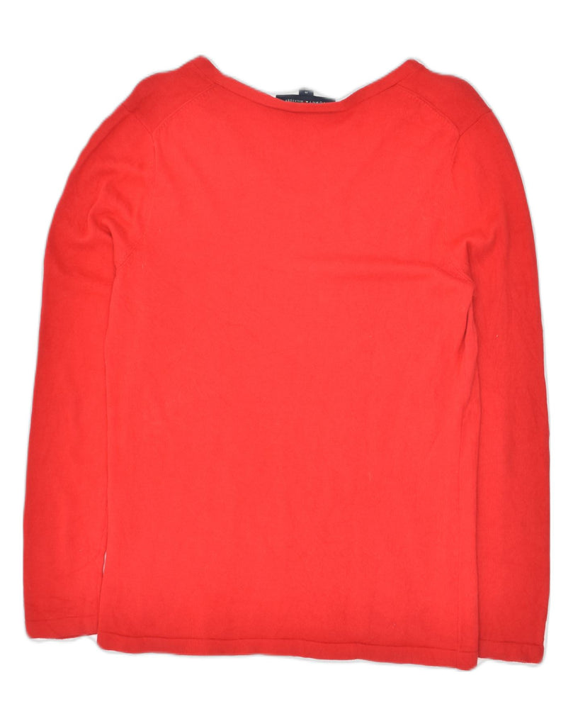 TOMMY HILFIGER Womens V-Neck Jumper Sweater UK 14 Medium Red Cotton | Vintage Tommy Hilfiger | Thrift | Second-Hand Tommy Hilfiger | Used Clothing | Messina Hembry 