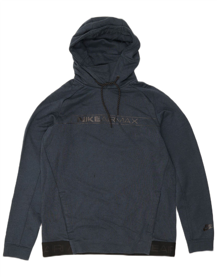 NIKE Mens Air Max Graphic Hoodie Jumper Medium Navy Blue Colourblock