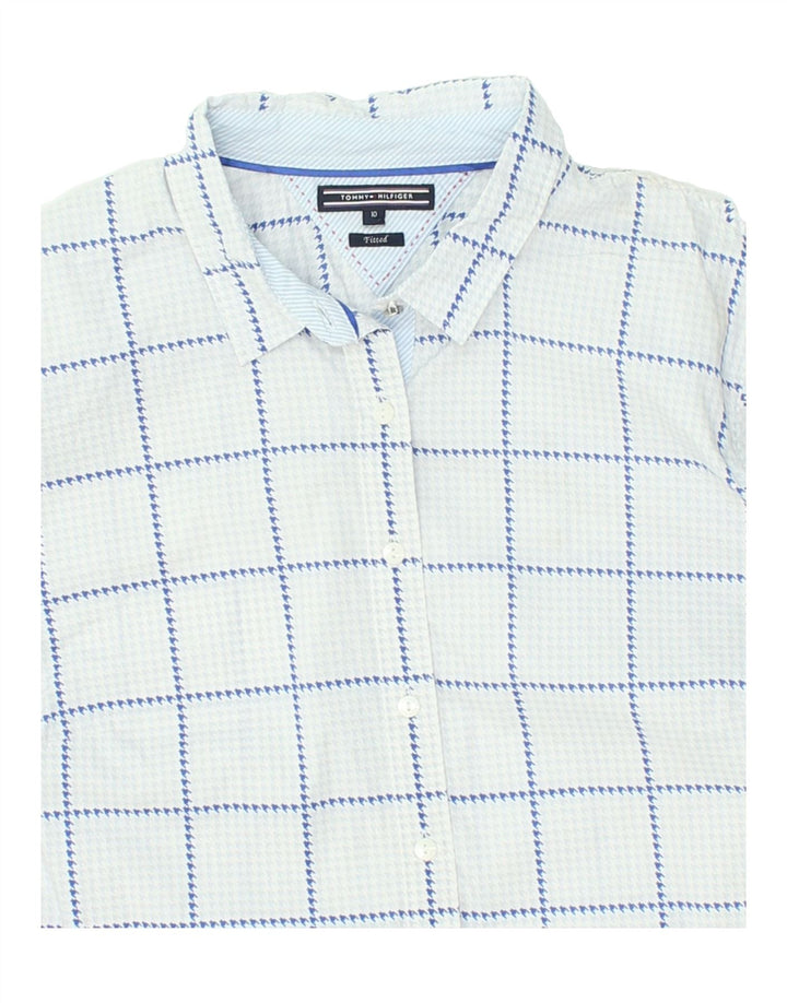 TOMMY HILFIGER Womens Fitted Shirt US 10 Large Blue Houndstooth Cotton Vintage Tommy Hilfiger and Second-Hand Tommy Hilfiger from Messina Hembry 